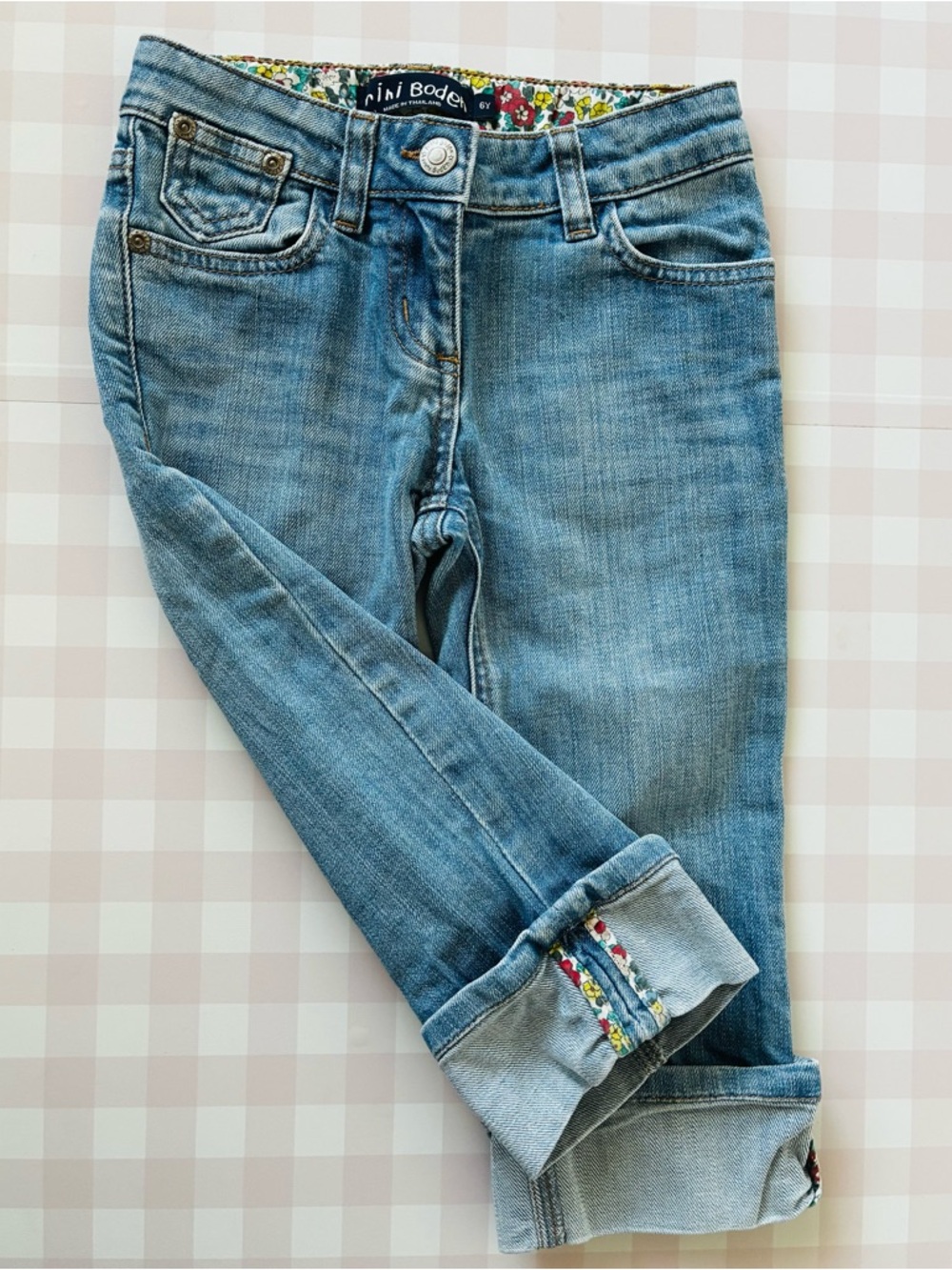 Mini Boden Light Blue Cropped Roll-Cuff Jeans